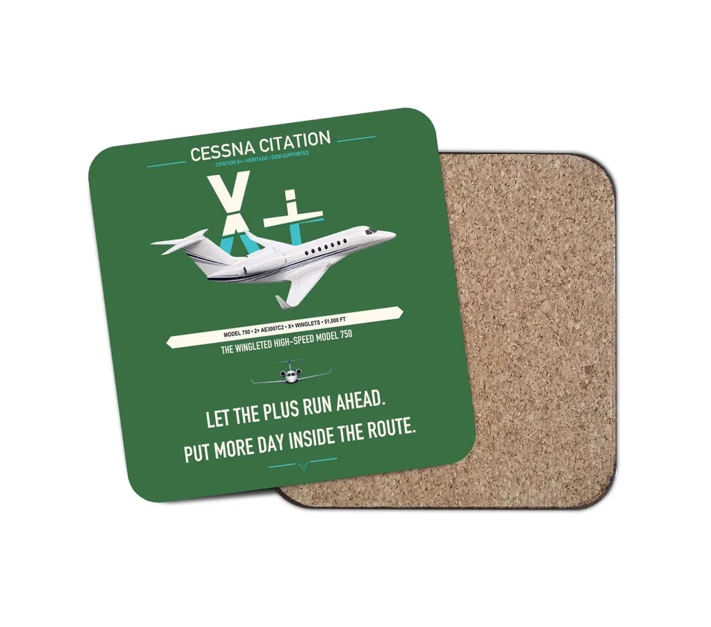 Cessna Citation X+ design on green 1 piece coaster