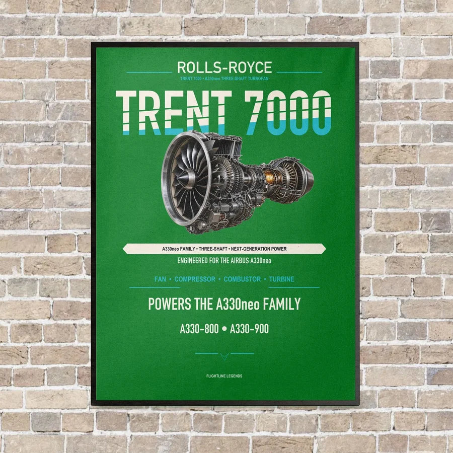 TRENT 7000 vertical canvas print - framed - green background