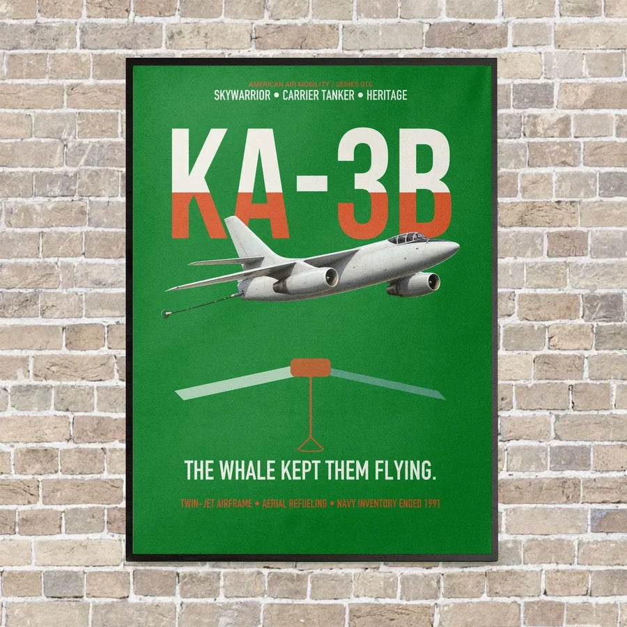 KA-3B Skywarrior vertical canvas print - framed - green background