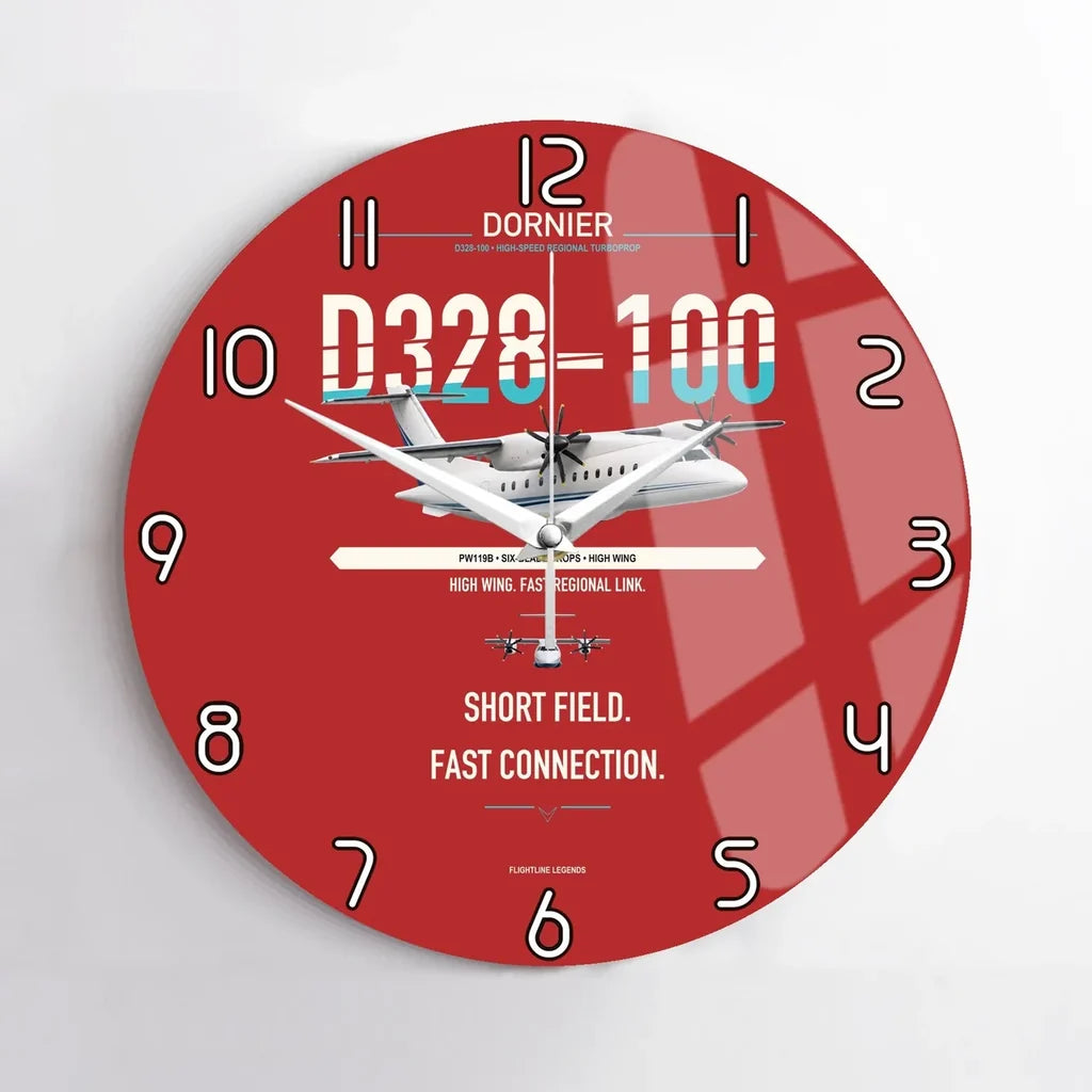 Dornier D328-100 design on red no frame wall clock