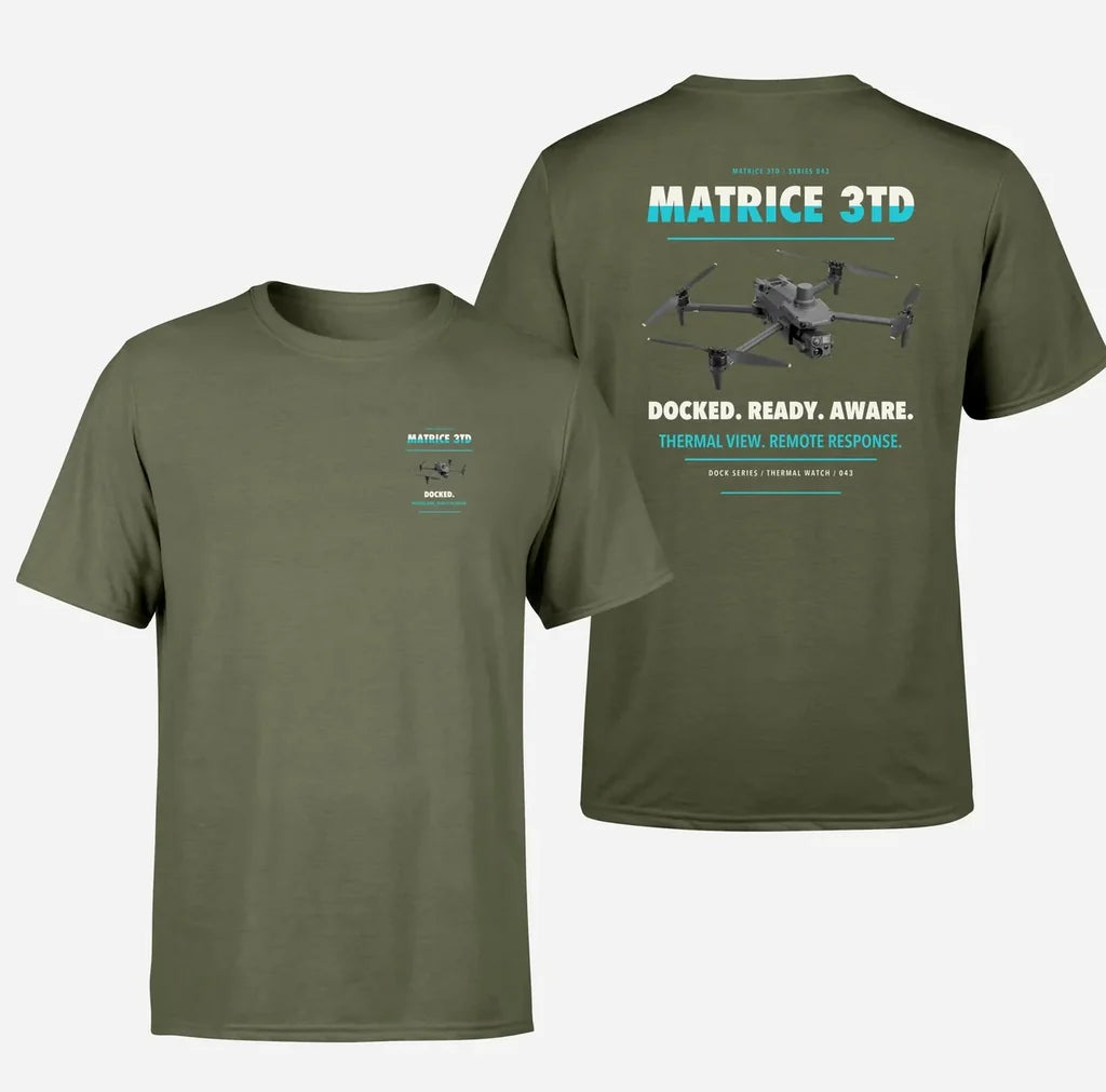 DJI Matrice 3TD design on green army t shirt