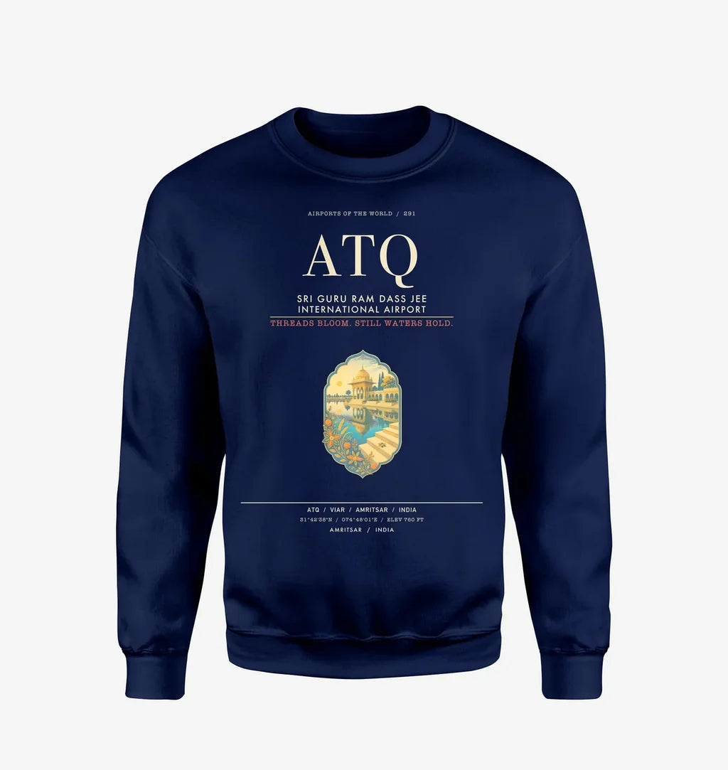 Sri Guru Ram Dass Jee International Airport Amritsar ATQ Sweatshirt - Navy Blue