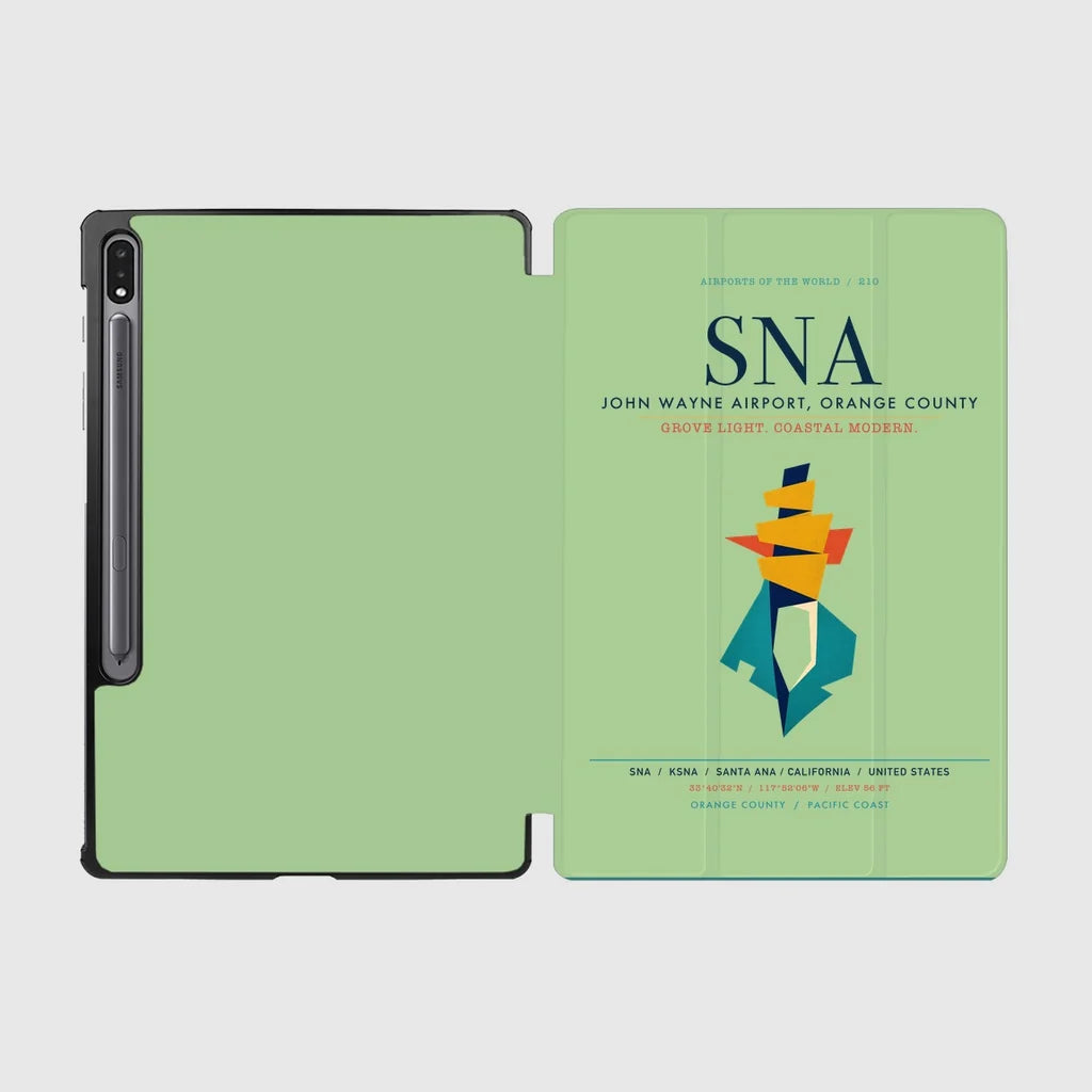 John Wayne Airport, Orange County (SNA) design on light green samsung tablet tablet case