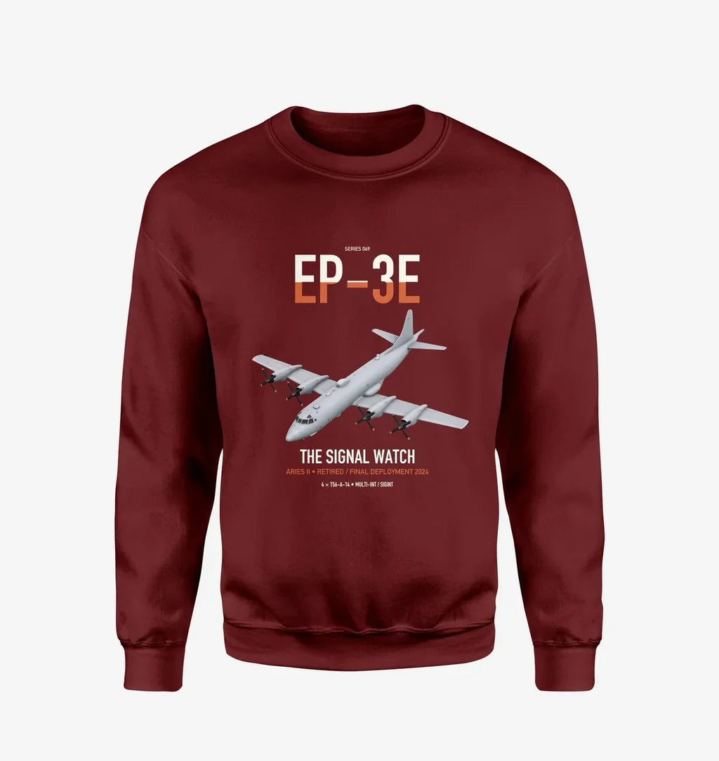 EP-3E ARIES II design on wine red sweatshirt