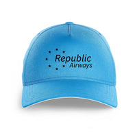 Thumbnail for Republic Airlines logo printed on light blue cap