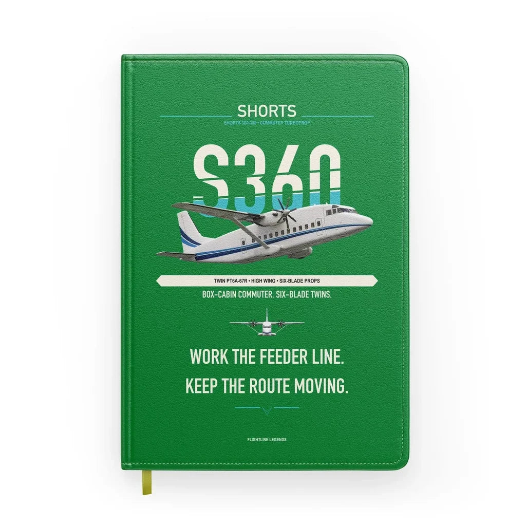 Shorts 360-300 design on green notebook