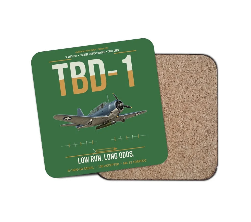 TBD-1 Devastator design on green 1 piece coaster