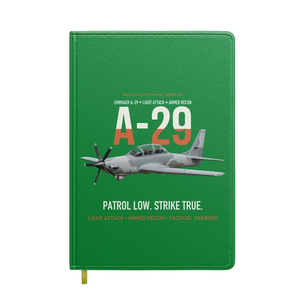 A-29 Super Tucano Light Attack design on green notebook