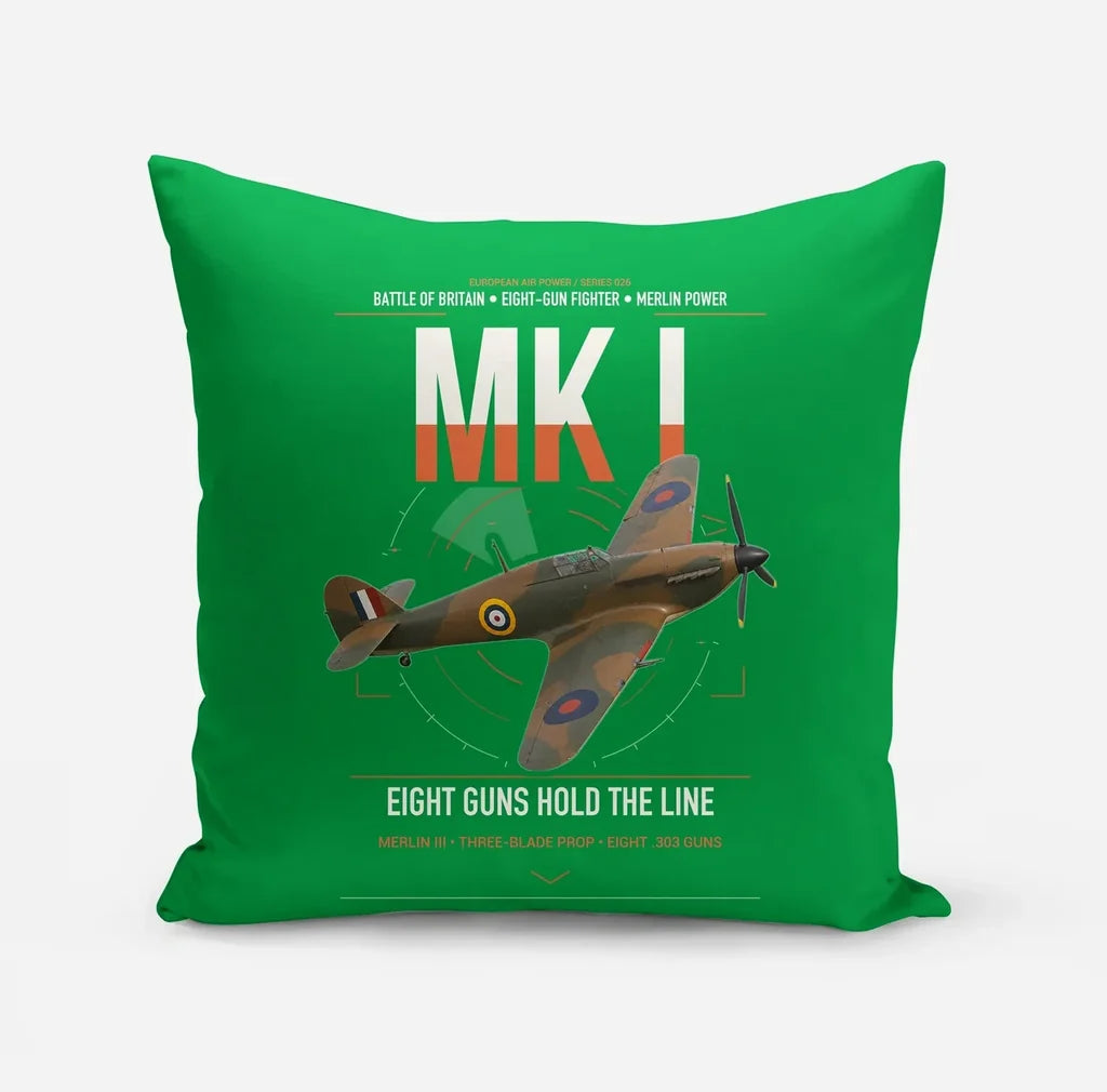 Hawker Hurricane Mk I design on green pillow