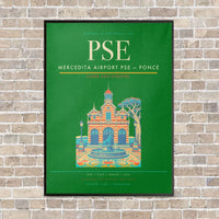 Thumbnail for Mercedita Airport PSE — Ponce vertical canvas print - framed - green background