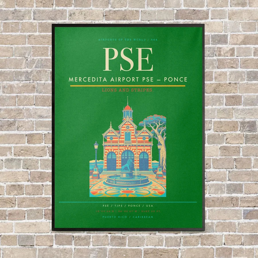 Mercedita Airport PSE — Ponce vertical canvas print - framed - green background