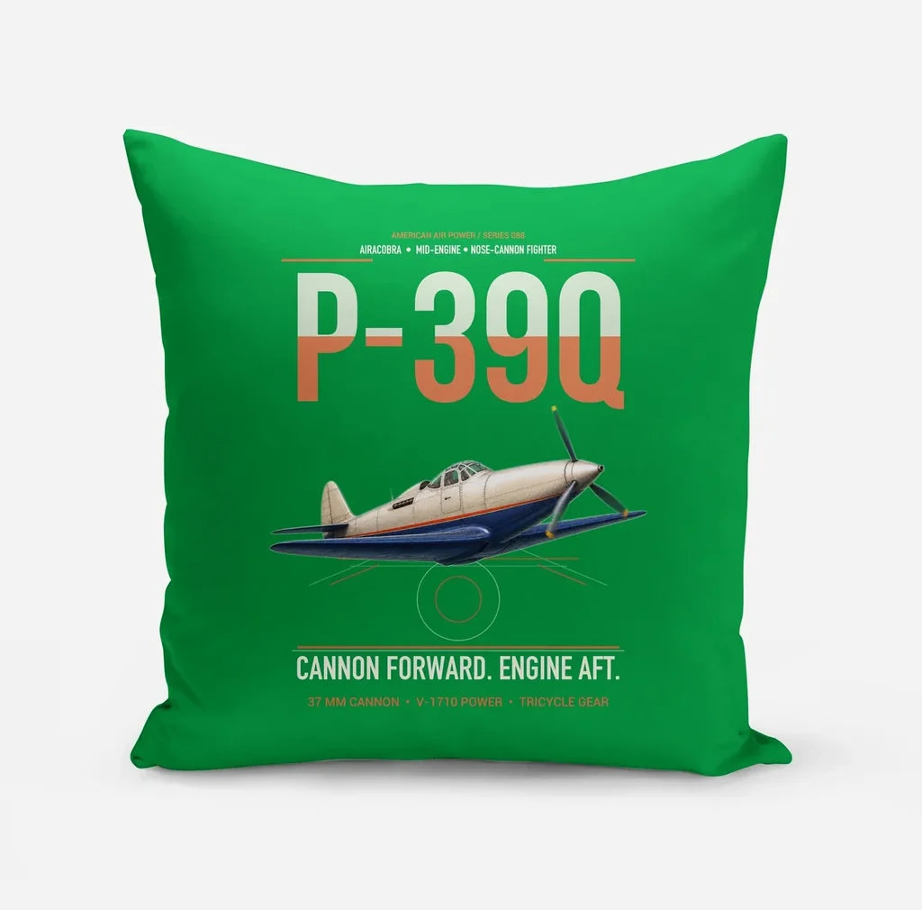 P-39Q Airacobra design on green pillow