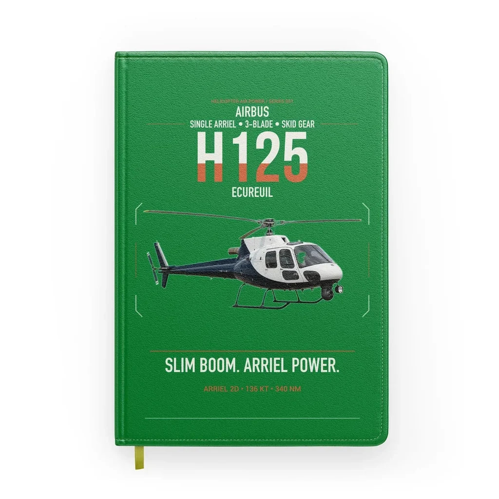 Airbus H125 design on green notebook