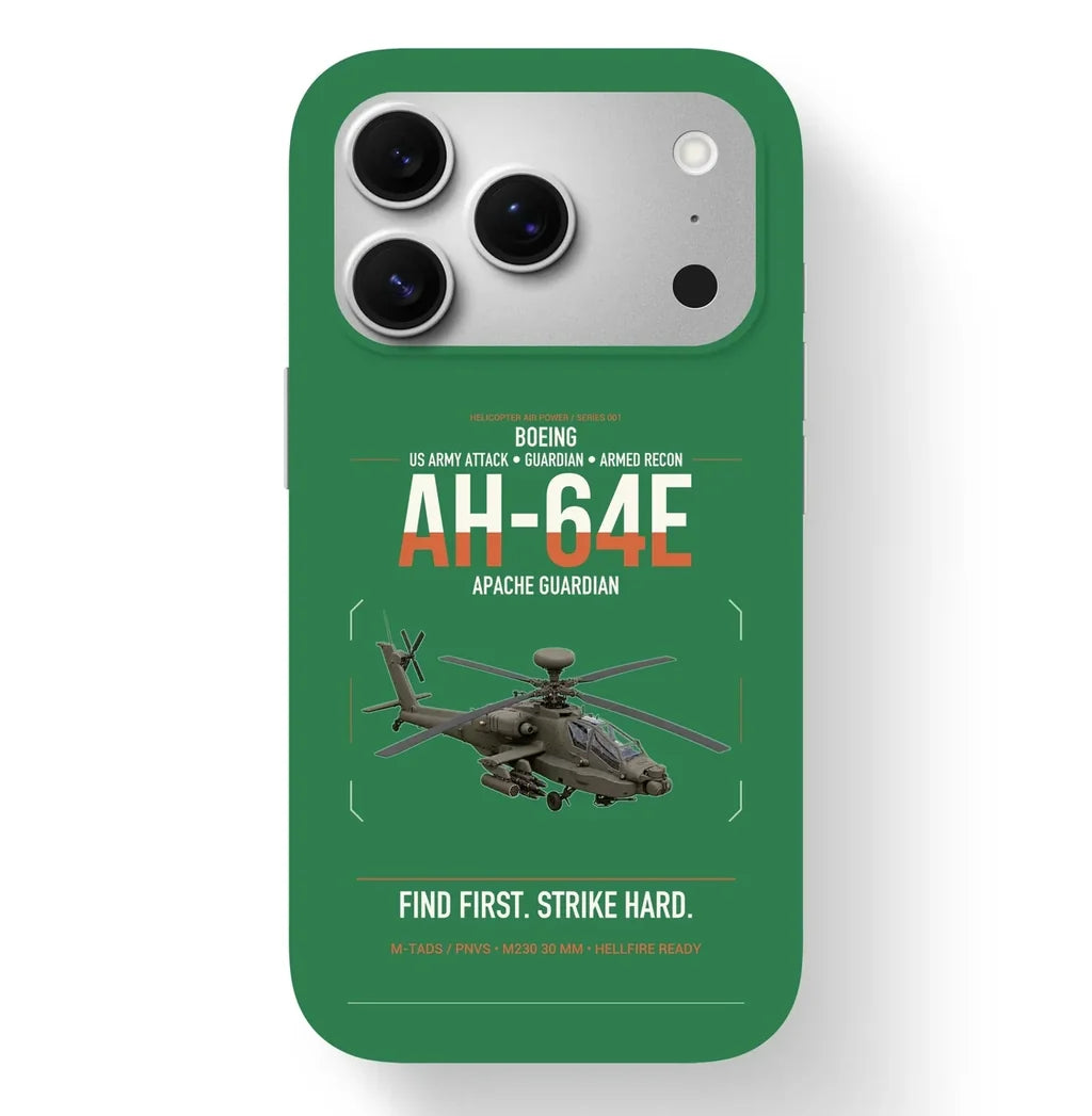 Boeing AH-64E Apache Guardian design on green magsafe iphone case, for iPhone 17 Pro