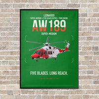 Thumbnail for Leonardo AW189 vertical canvas print - framed - green background