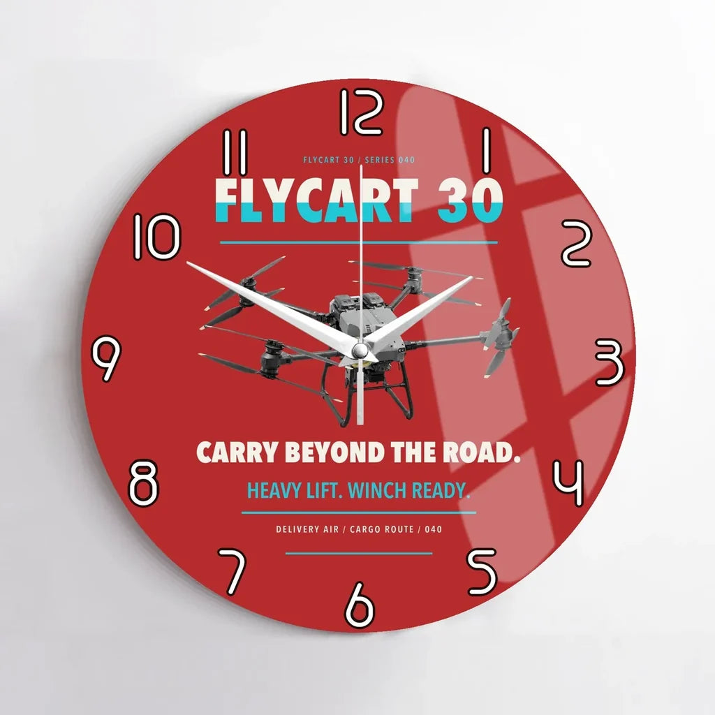 DJI FlyCart 30 design on red no frame wall clock