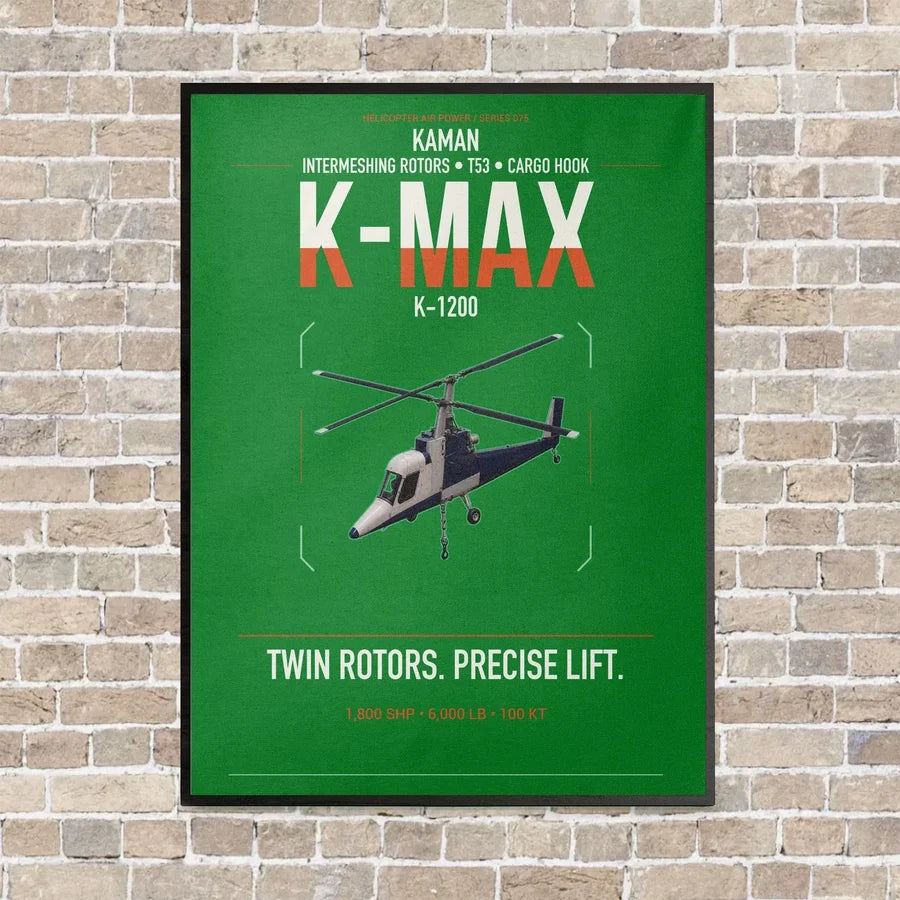 Kaman K-1200 K-MAX vertical canvas print - framed - green background