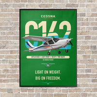 Thumbnail for Cessna 162 Skycatcher vertical canvas print - framed - green background