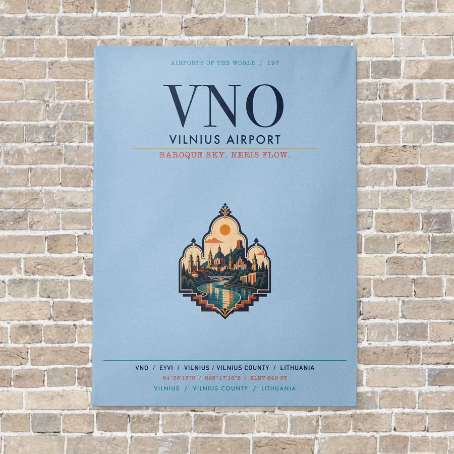 Vilnius Airport VNO vertical canvas print - no frame - light blue background