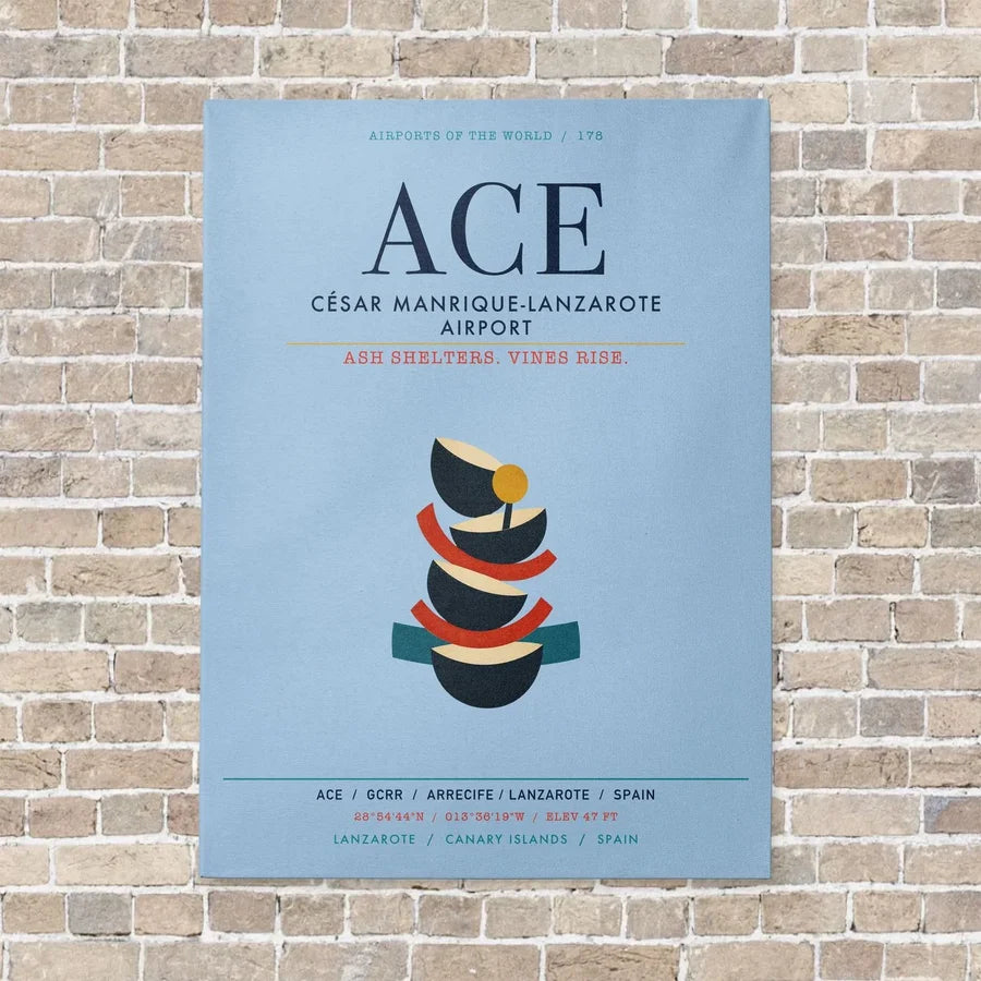 César Manrique-Lanzarote Airport ACE vertical canvas print - no frame - light blue background