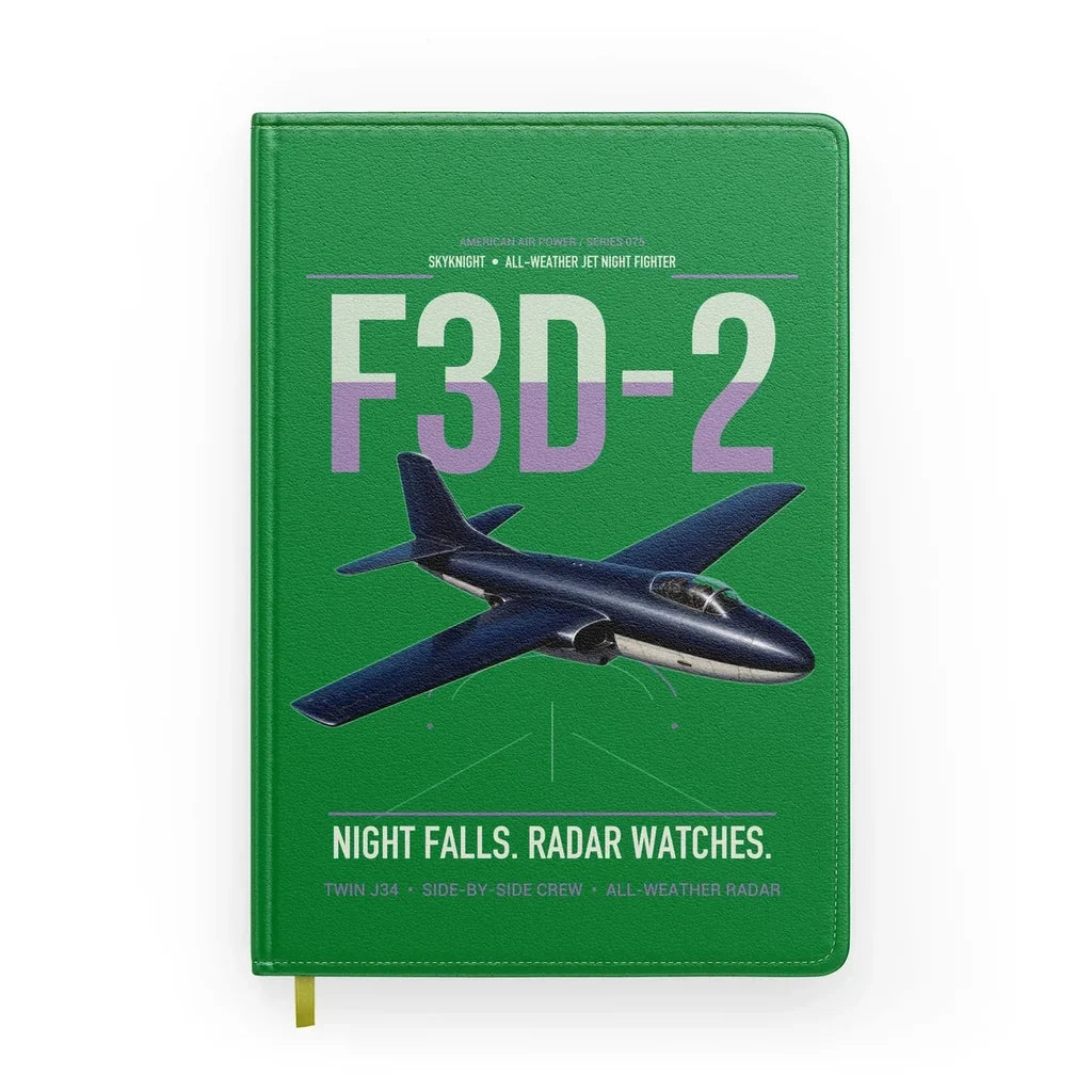 F3D-2 Skyknight design on green notebook