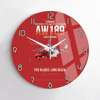 Thumbnail for Leonardo AW189 design on red no frame wall clock
