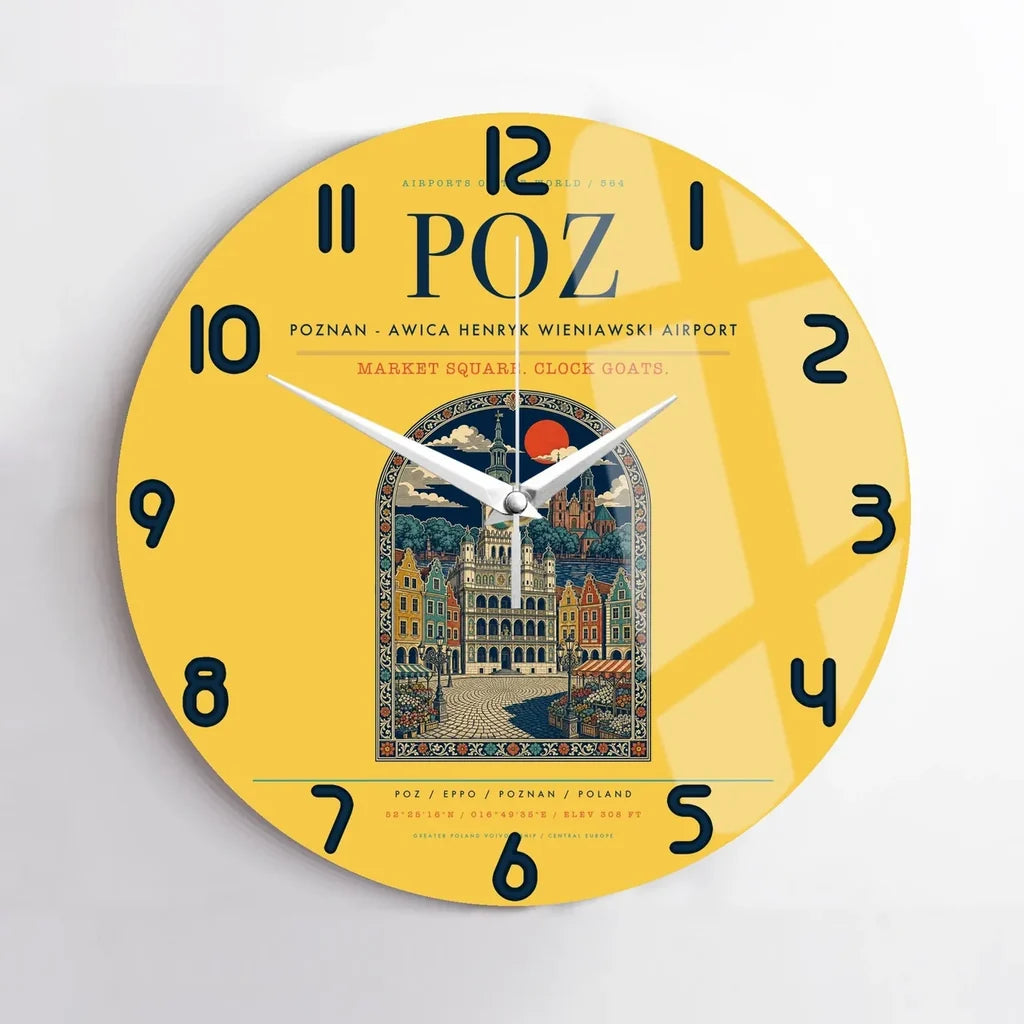 Poznan - awica Henryk Wieniawski Airport POZ Wall-Clock No-Frame - Yellow