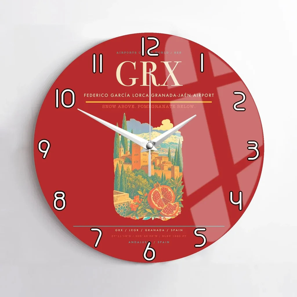 Federico García Lorca Granada-Jaén Airport (GRX) design on red no frame wall clock