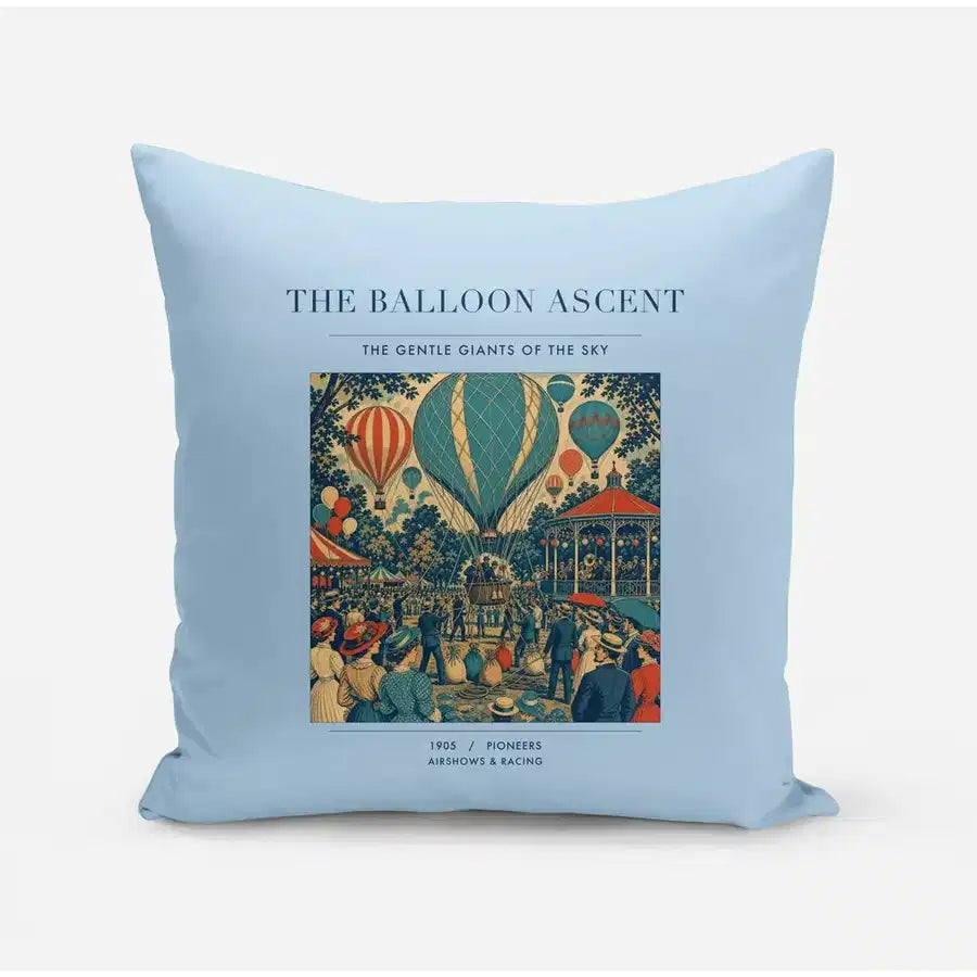 VINTAGE G4011 - The Balloon Ascent - Designed Pillows design on lightblue
