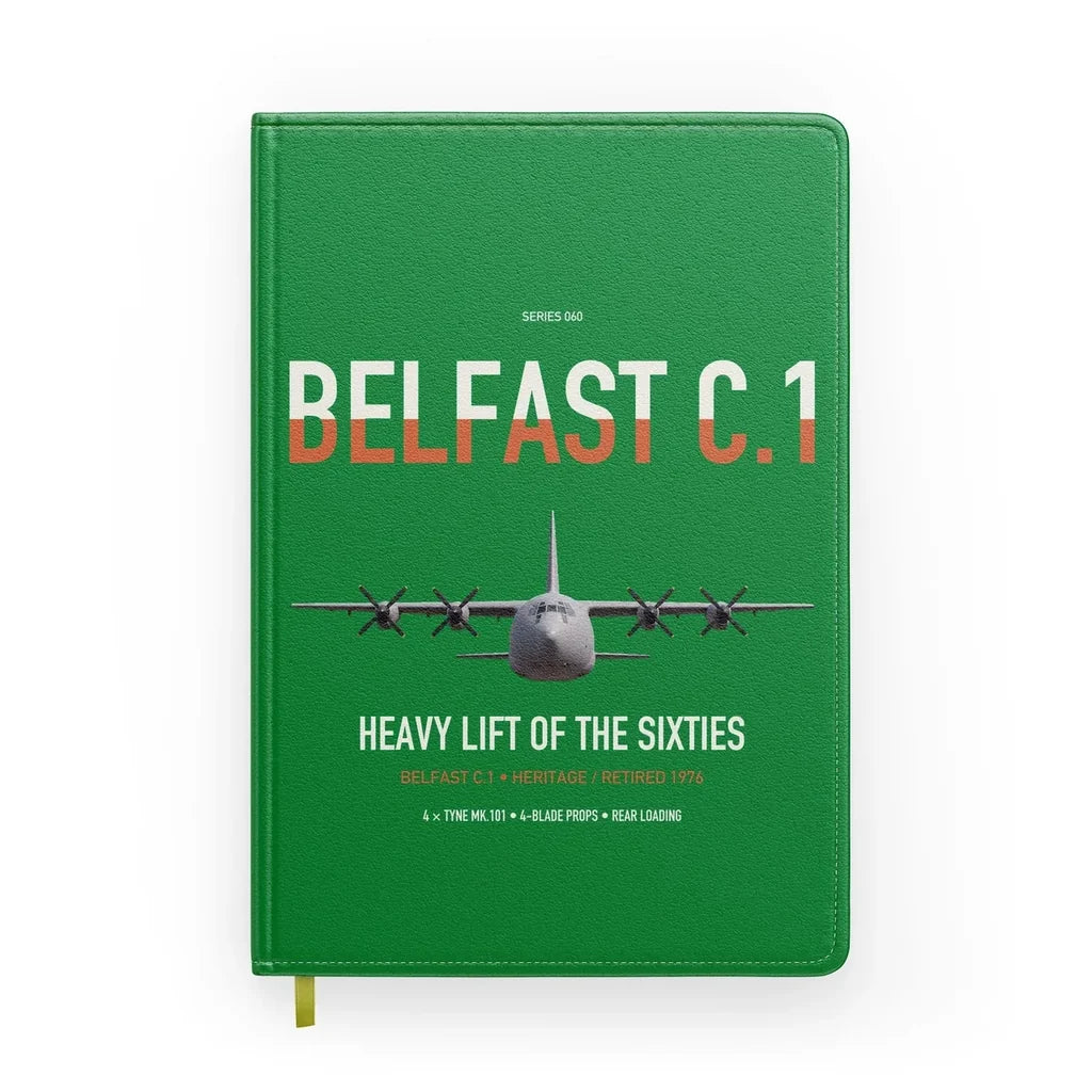 Short Belfast C.1 design on green notebook