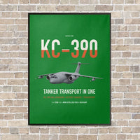 Thumbnail for Embraer KC-390 Millennium vertical canvas print - framed - green background