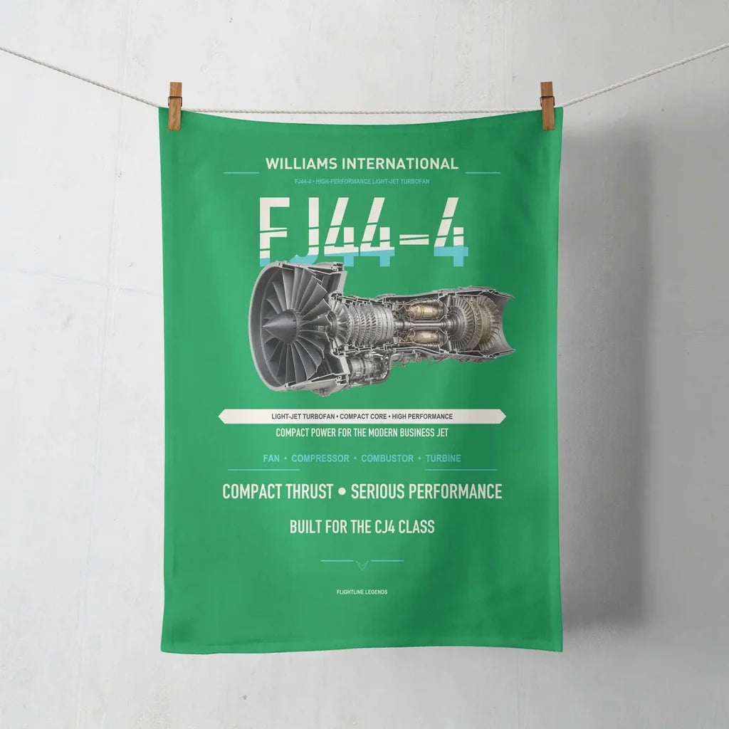 FJ44-4 design on green towel
