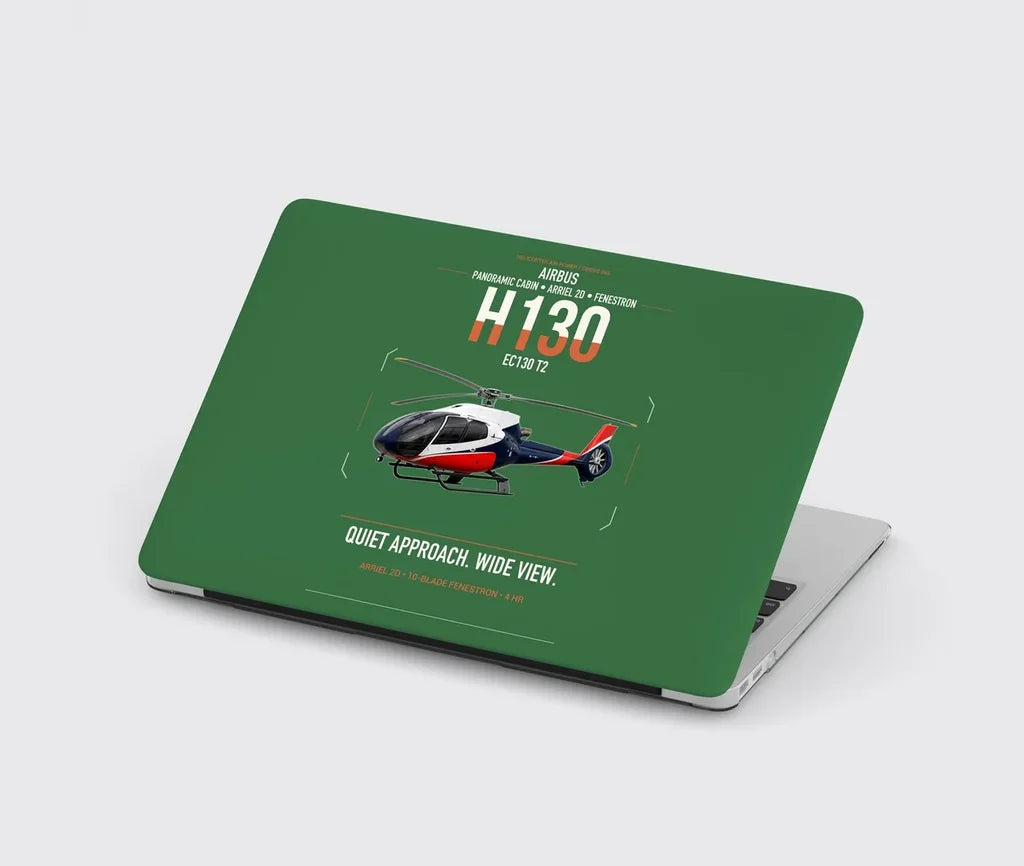 Airbus H130 design on green MacBook case