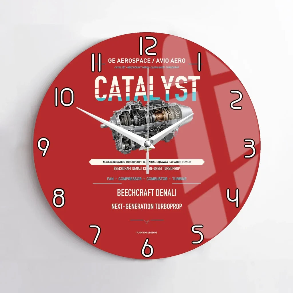 CATALYST design on red no frame wall clock