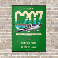 Thumbnail for Cessna T207A Stationair 8 vertical canvas print - framed - green background
