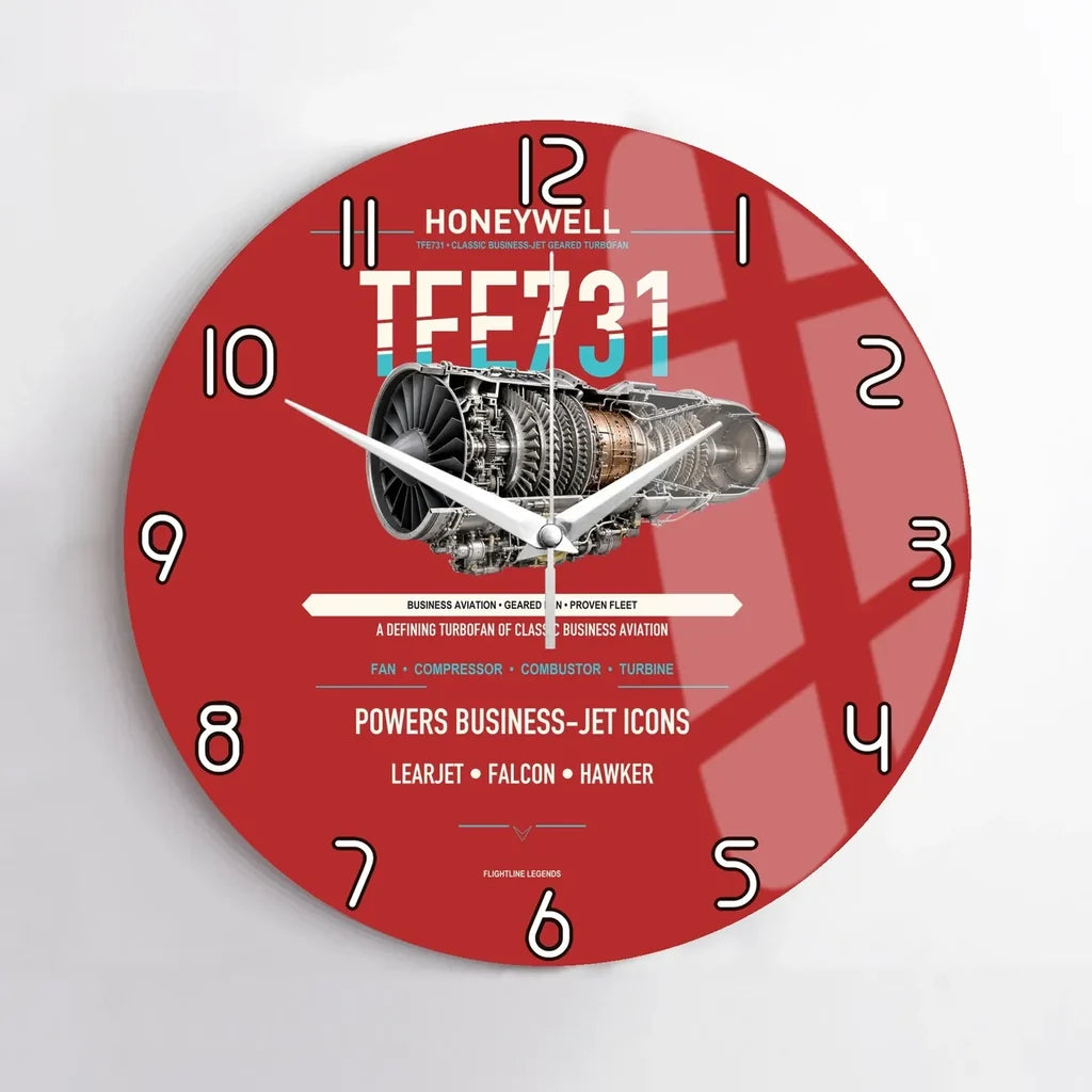 TFE731 design on red no frame wall clock