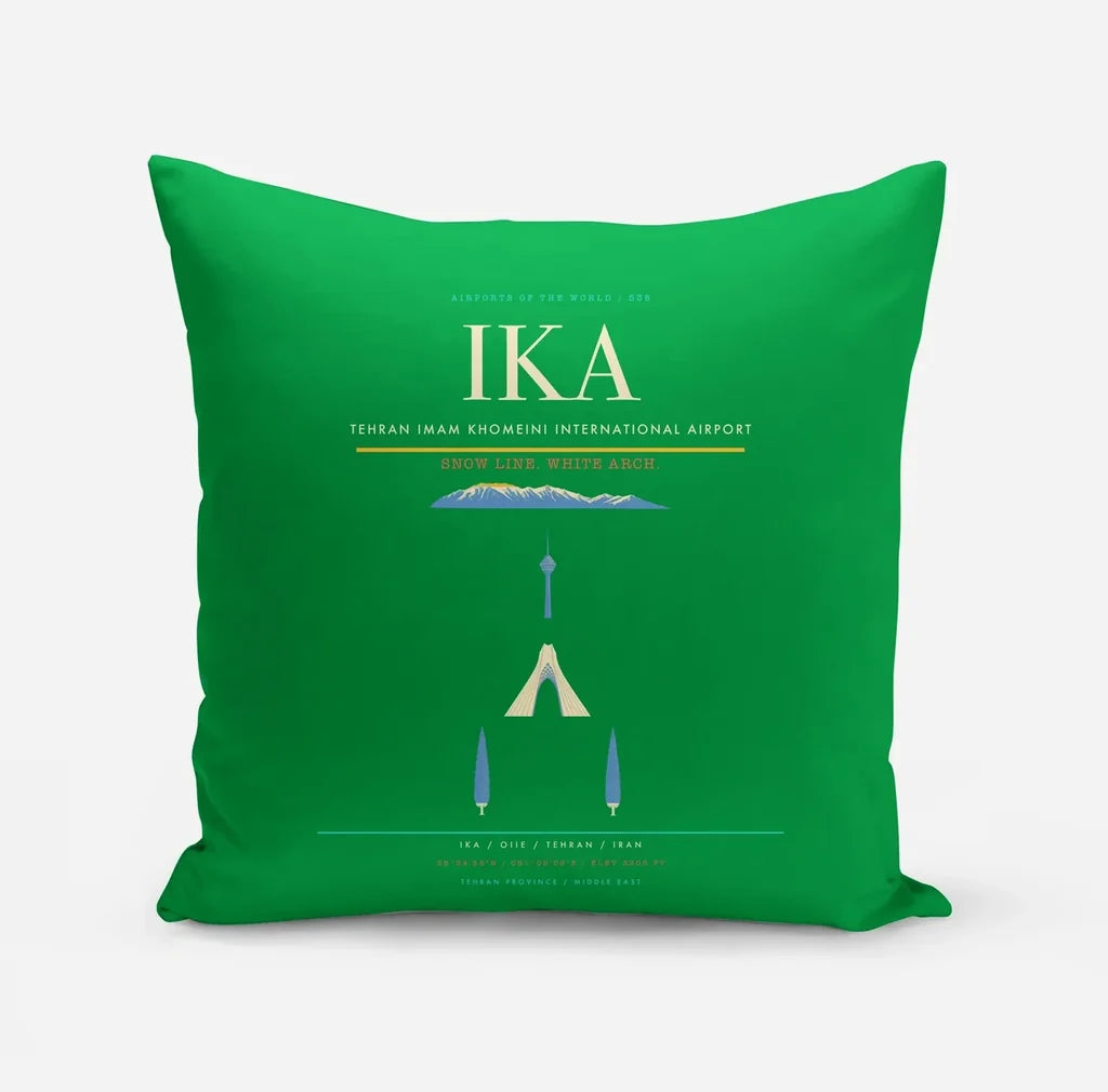 Tehran Imam Khomeini International Airport (IKA) design on green pillow