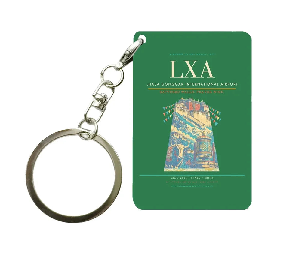 Lhasa Gonggar International Airport LXA Key Chain design on green key chain