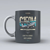 Thumbnail for Cessna 150M design on gray ceramic mug, double-side print