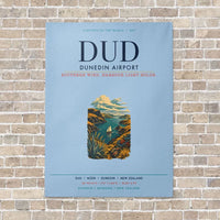 Thumbnail for Dunedin Airport DUD vertical canvas print - no frame - light blue background