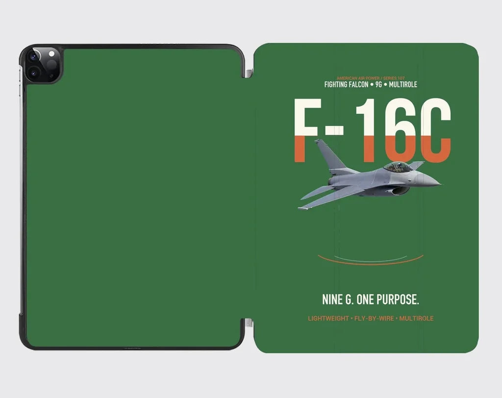 F-16C Fighting Falcon Nine G One Purpose design on green ipad tablet case