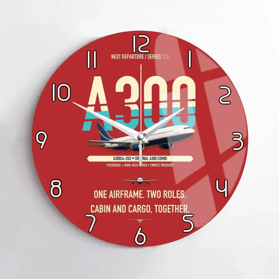 Airbus A300C4-203 design on red no frame wall clock