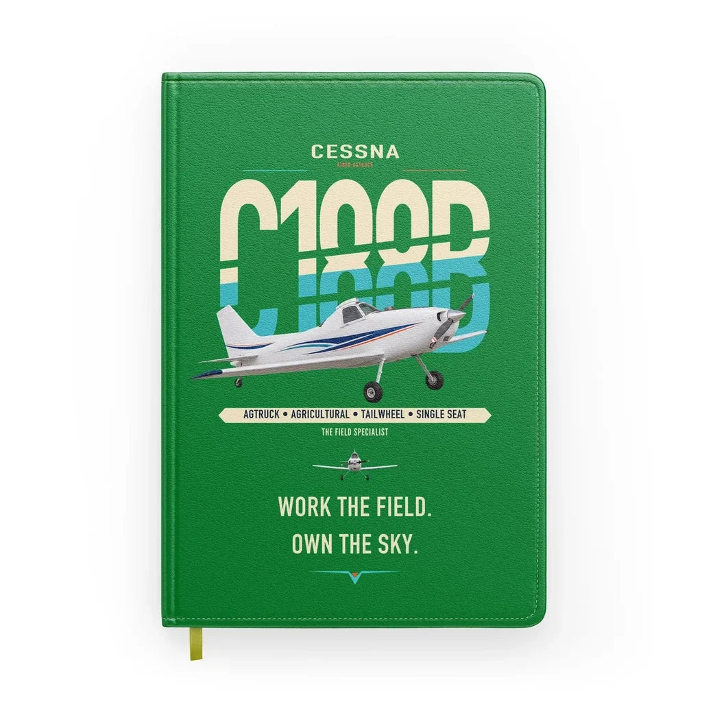 Cessna A188B AgTruck design on green notebook