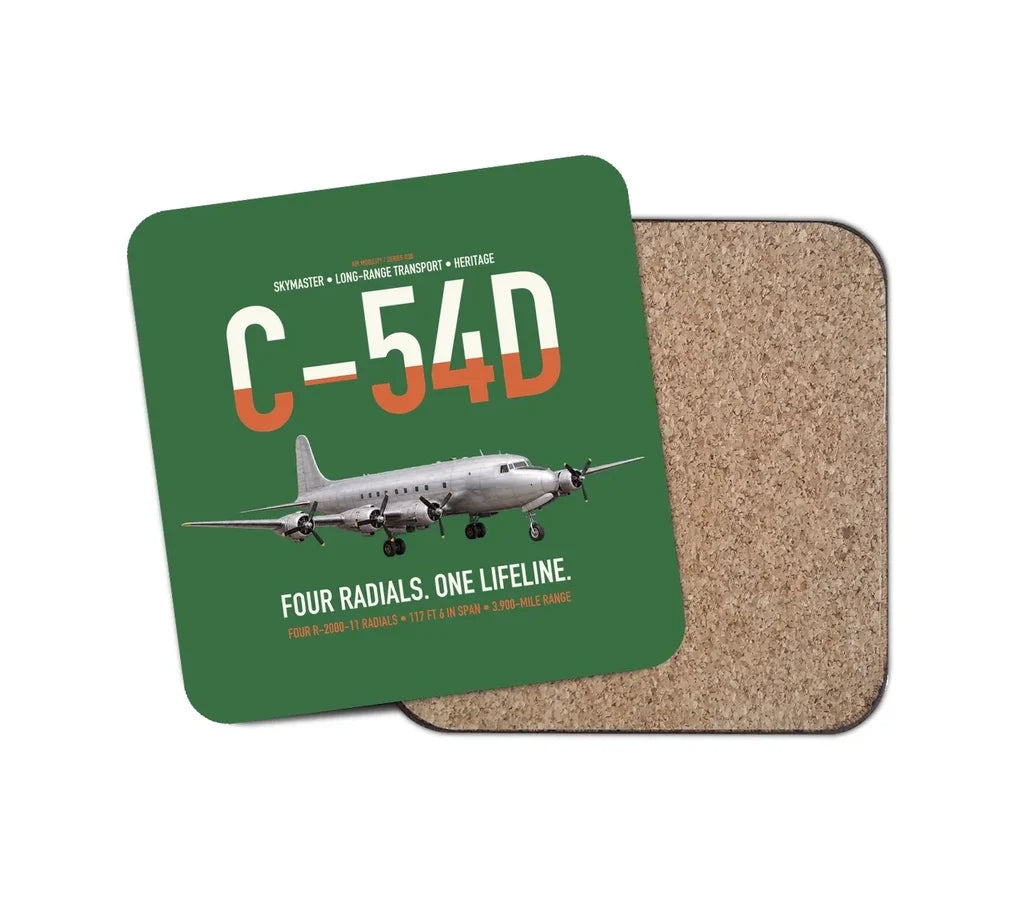 C-54D Skymaster design on green 1 piece coaster