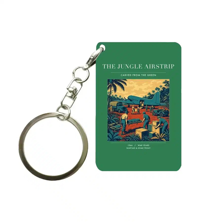 VINTAGE G4524 - The Jungle Airstrip - Designed Key Chain design on green