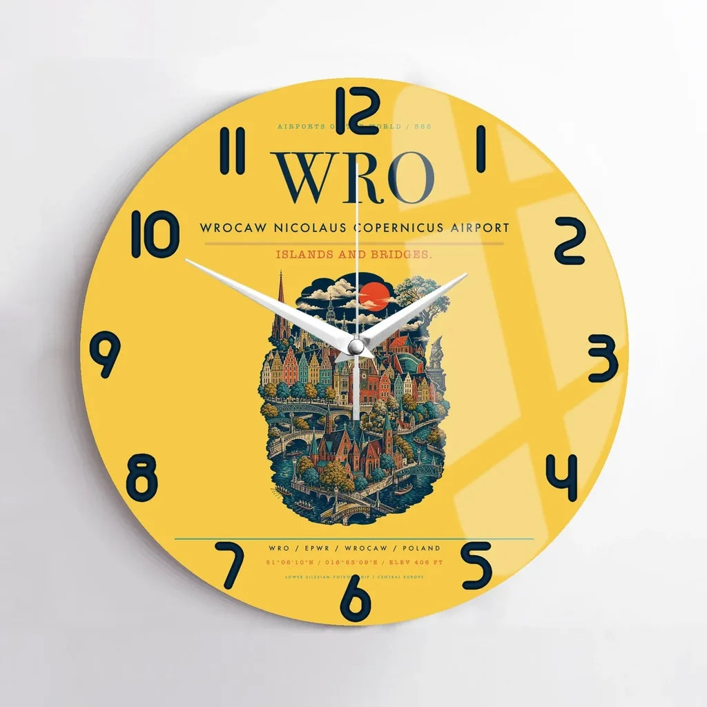 Wrocaw Nicolaus Copernicus Airport WRO Wall-Clock No-Frame - Yellow