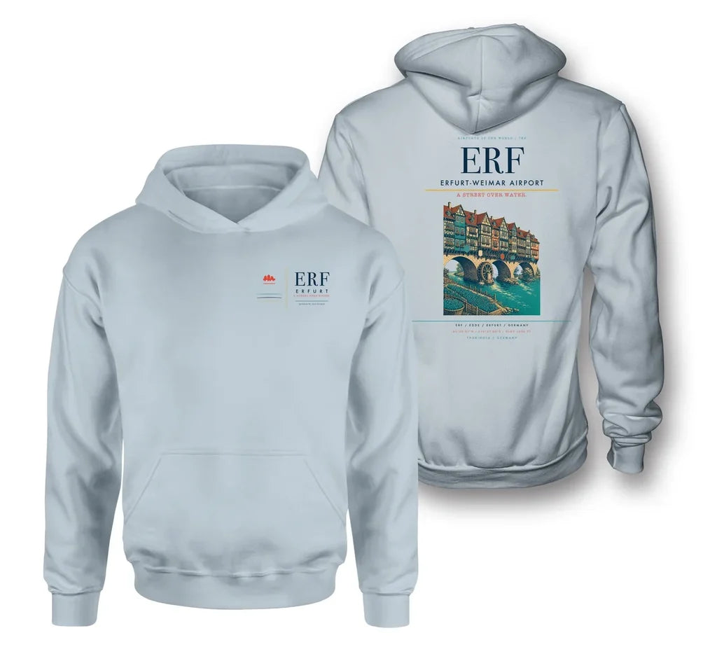 Erfurt-Weimar Airport (ERF) design on light blue double-side hoodie