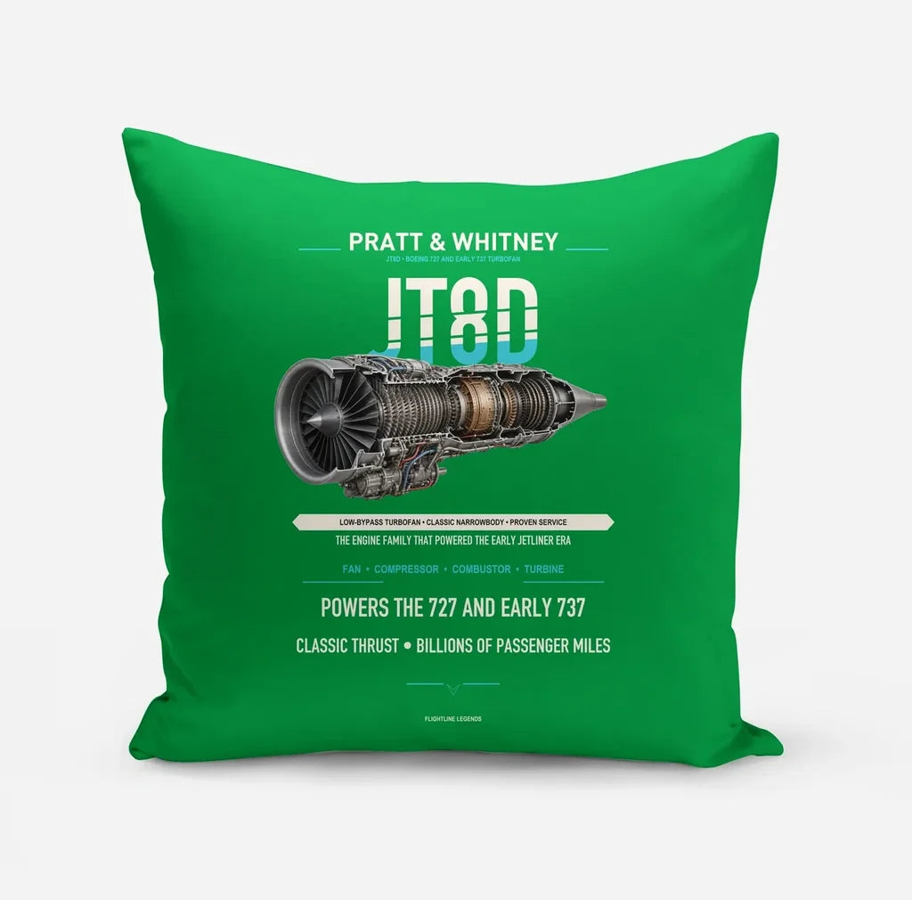 JT8D design on green pillow
