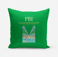 Thumbnail for Palm Beach International Airport (PBI) design on green pillow