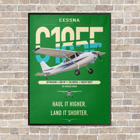 Thumbnail for Cessna A185F Skywagon vertical canvas print - framed - green background
